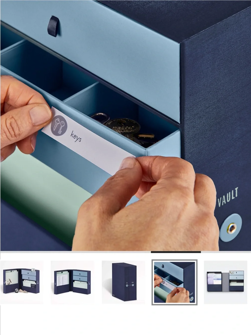 The Vault Navy Blue Document Organizer Box